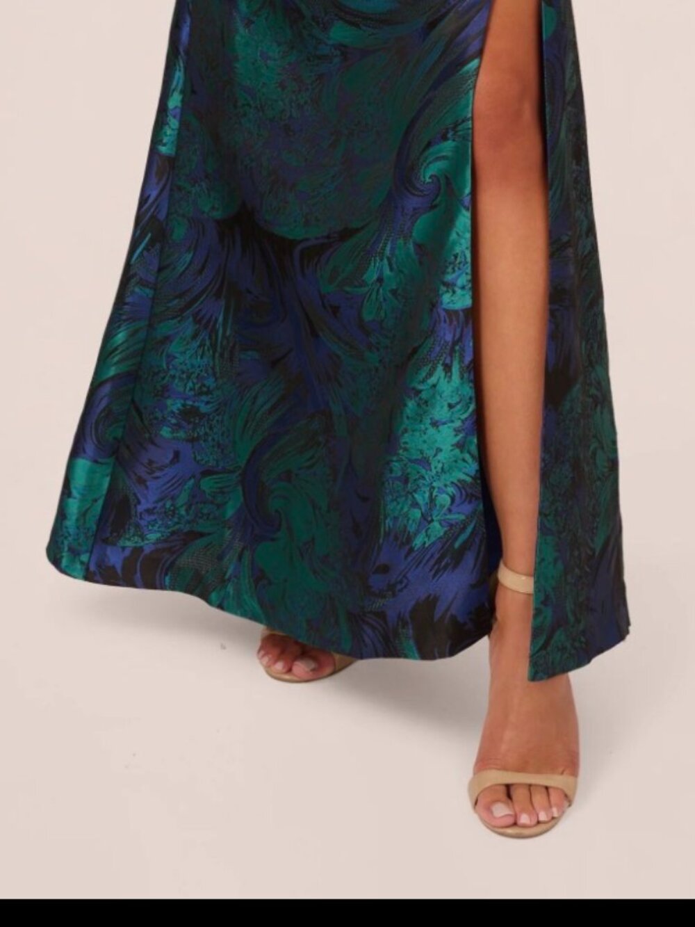 NWOT Adrianna Papell One Shoulder Jacquard Mermaid Gown in Cobalt Blue. Size 8 - Picture 3 of 13